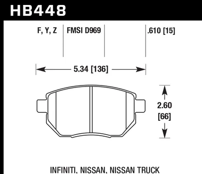 Hawk HPS Brake Pads Nissan Maxima SE/SL 3.5L (04-08) Front Set HB448F.610