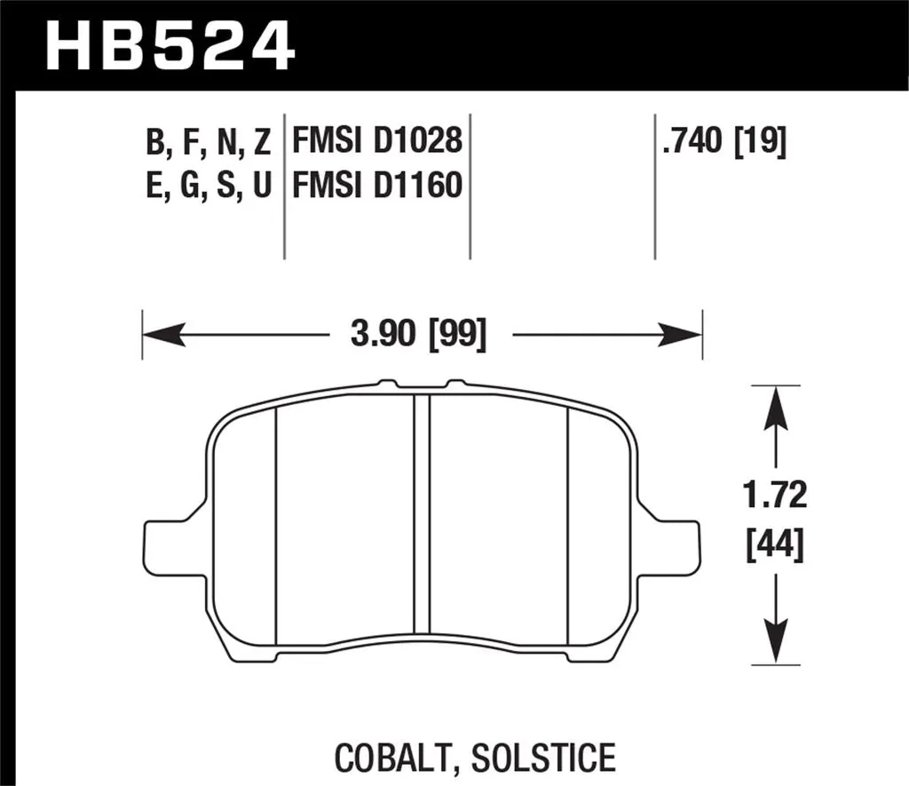 Hawk HPS Brake Pads Pontiac Solstice (2006-2009) Front or Rear Set