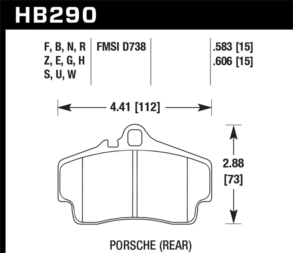 Hawk HPS Brake Pads Porsche 911 (1998-2008) Rear Set HB290F.583