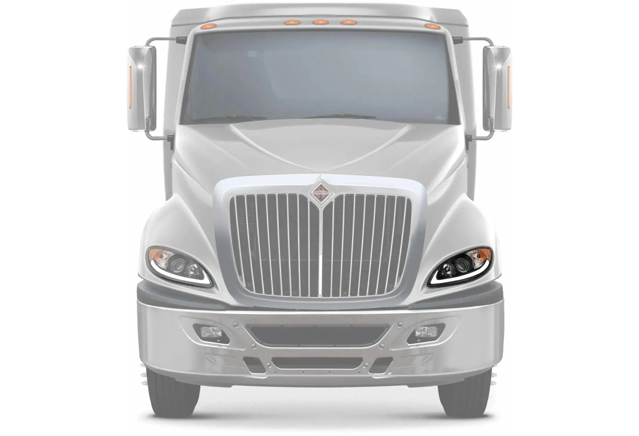 Headlight Black with LED Glow Bar Driver 2008-2016 International Prostar