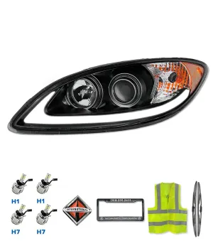 Headlight Black with LED Glow Bar Driver 2008-2016 International Prostar