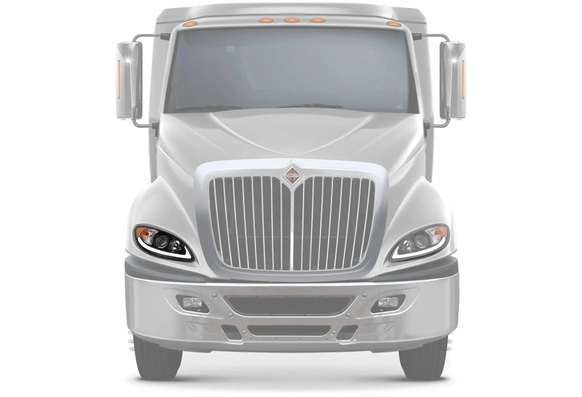 Headlight Black with LED Glow Bar Passenger 2008-2016 International Prostar
