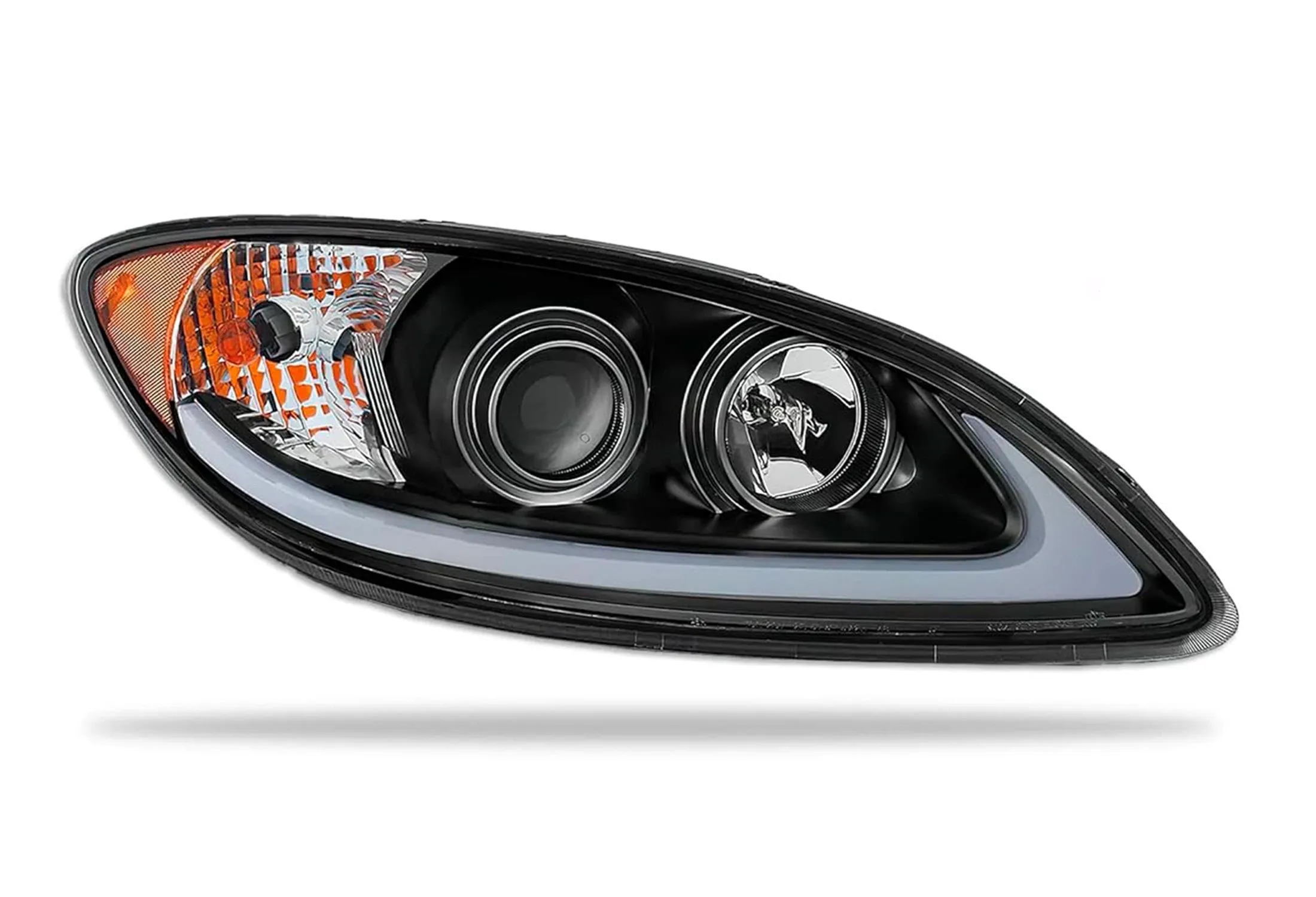 Headlight Black with LED Glow Bar Passenger 2008-2016 International Prostar