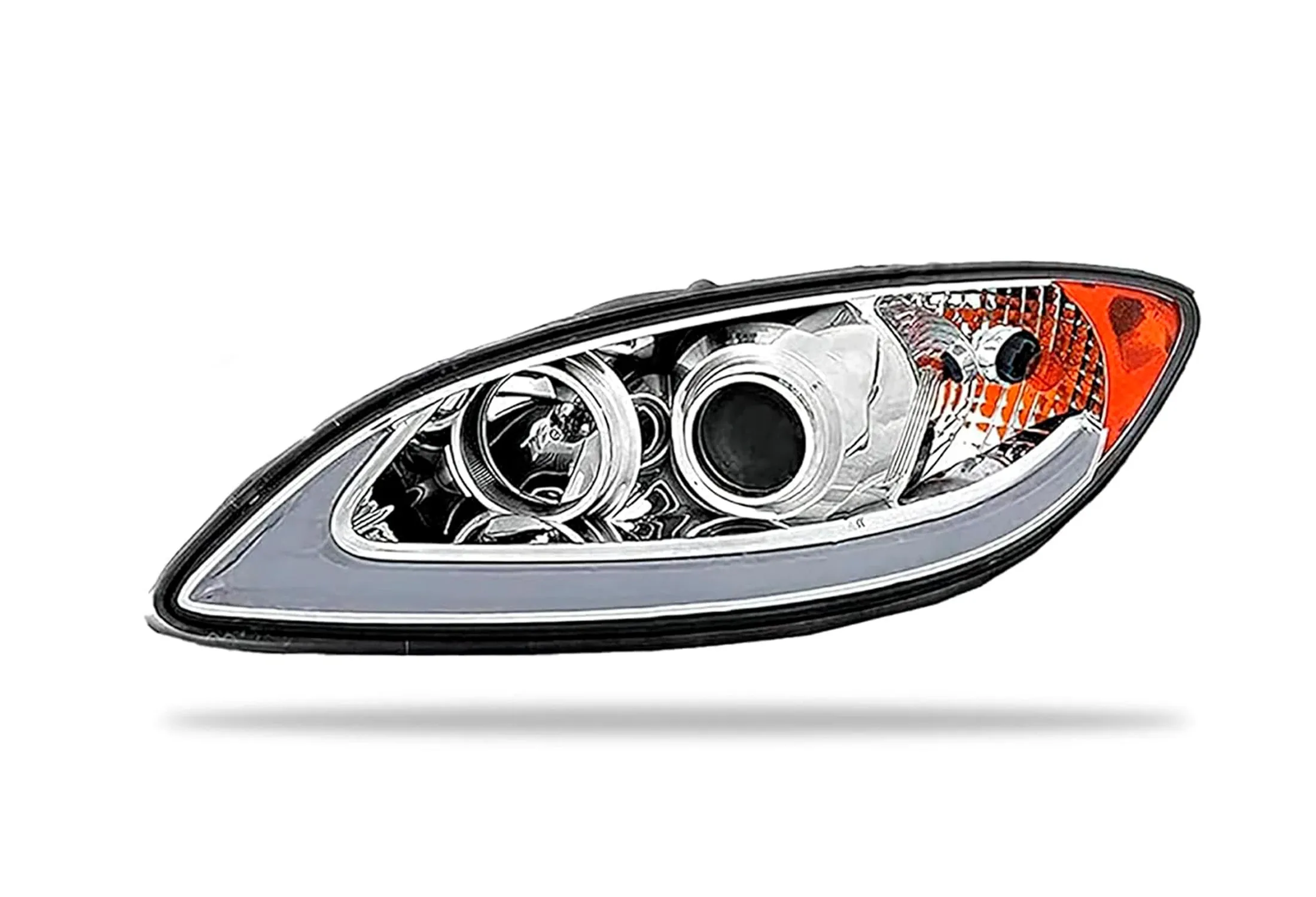 Headlight Chrome with LED Glow Bar Driver 2008-2016 International Prostar