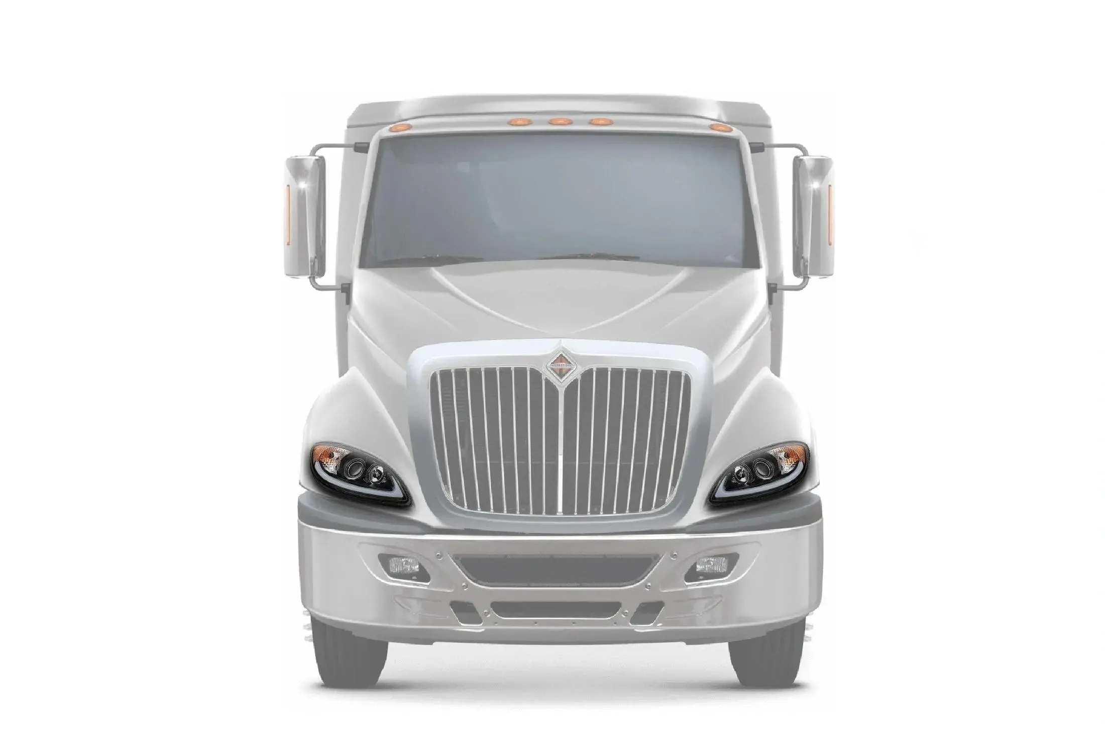 Headlights Black with LED Glow Bar Set 2008-2016 International Prostar