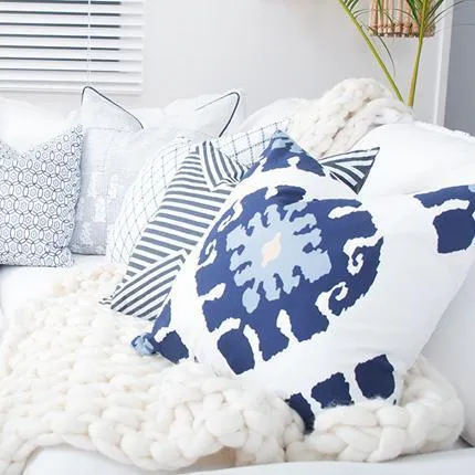 Inner Ikat Navy Lounge Cushion 55x55cm