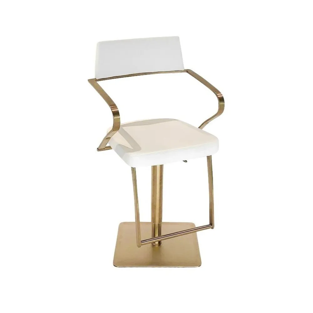 LEVI Curved Arm Leather Bar Stool