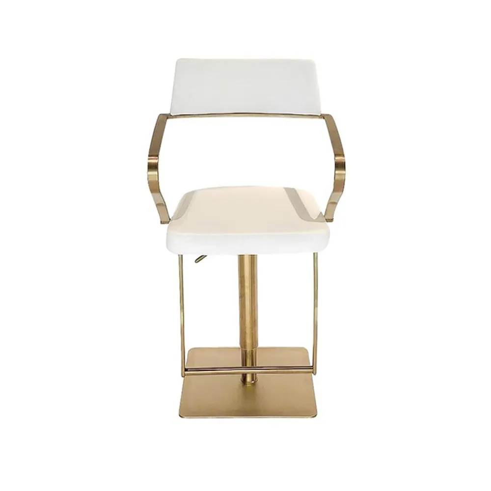 LEVI Curved Arm Leather Bar Stool
