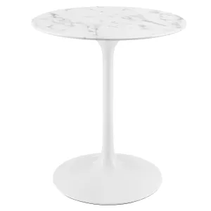 Lippa 28" Round Artificial Marble Dining Table White EEI-1128-WHI