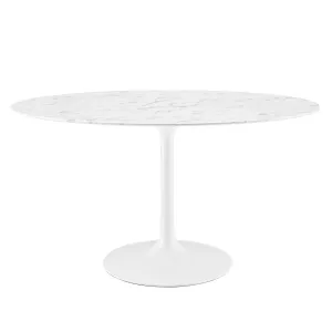 Lippa 54" Oval Artificial Marble Dining Table White EEI-1134-WHI