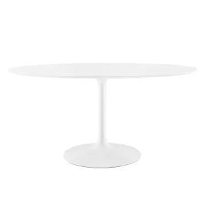 Lippa 60" Oval Wood Top Dining Table White EEI-1121-WHI