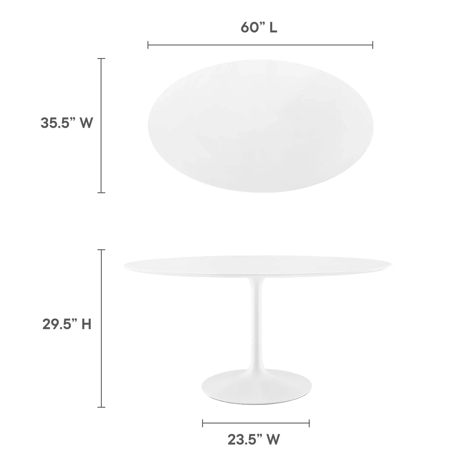 Lippa 60" Oval Wood Top Dining Table White EEI-1121-WHI