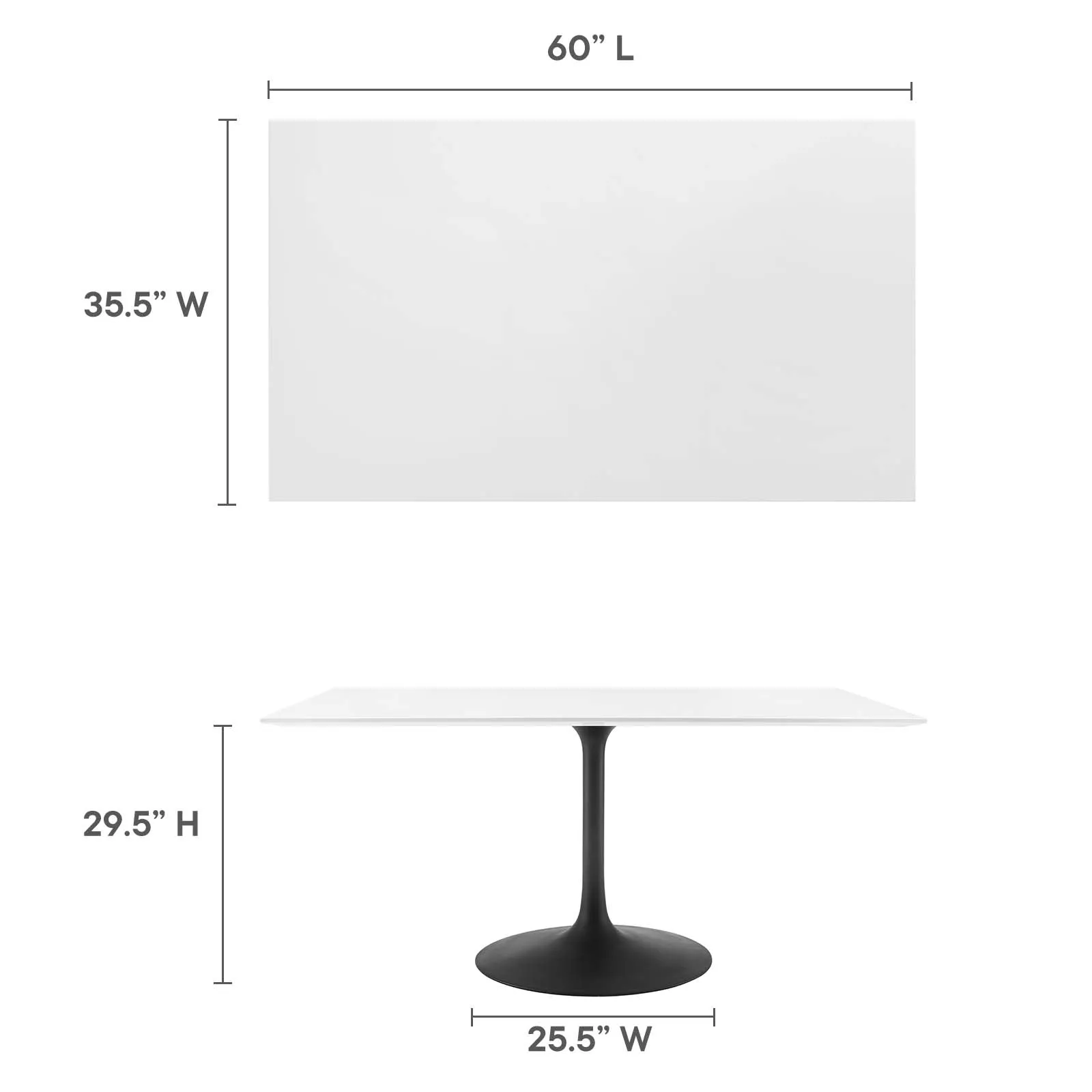 Lippa 60" Rectangle Dining Table Black White EEI-3541-BLK-WHI