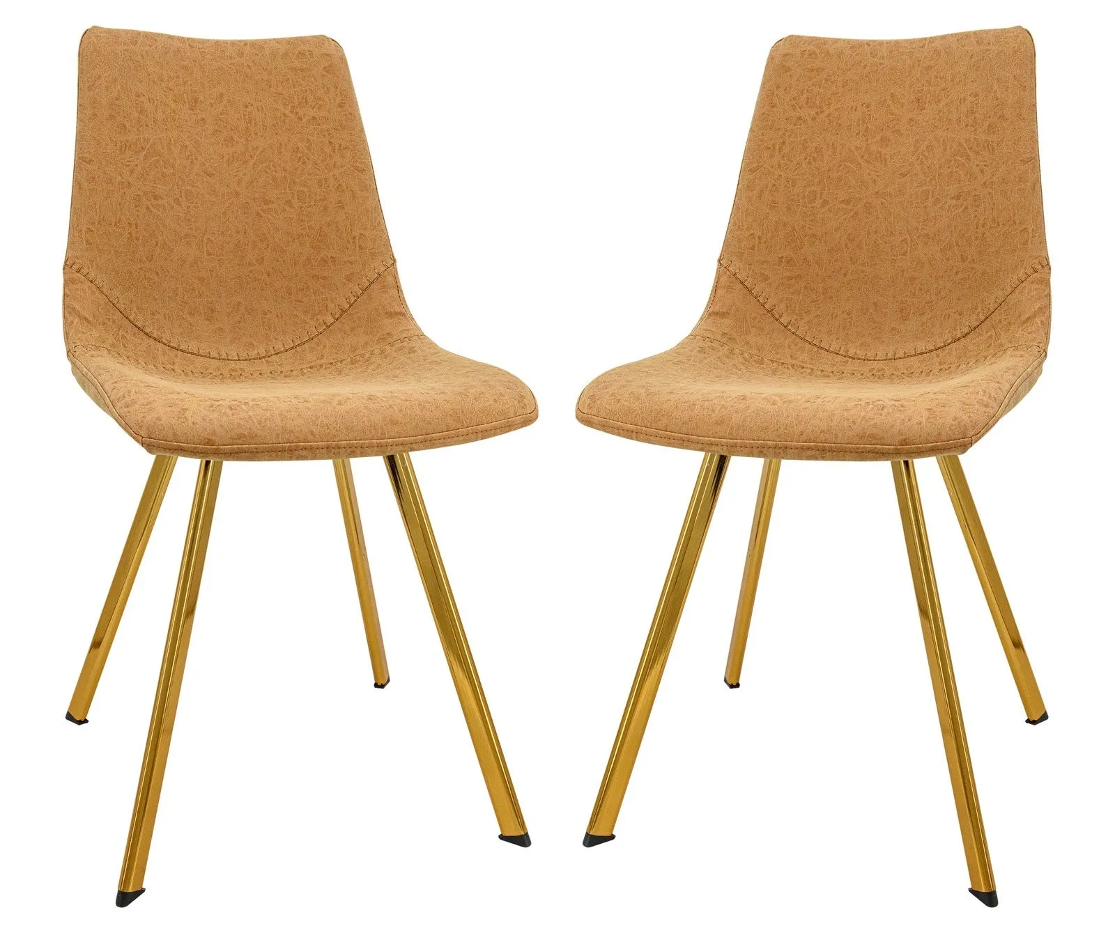 Markley Modern Leather Dining Chair With Gold Legs Set of 2