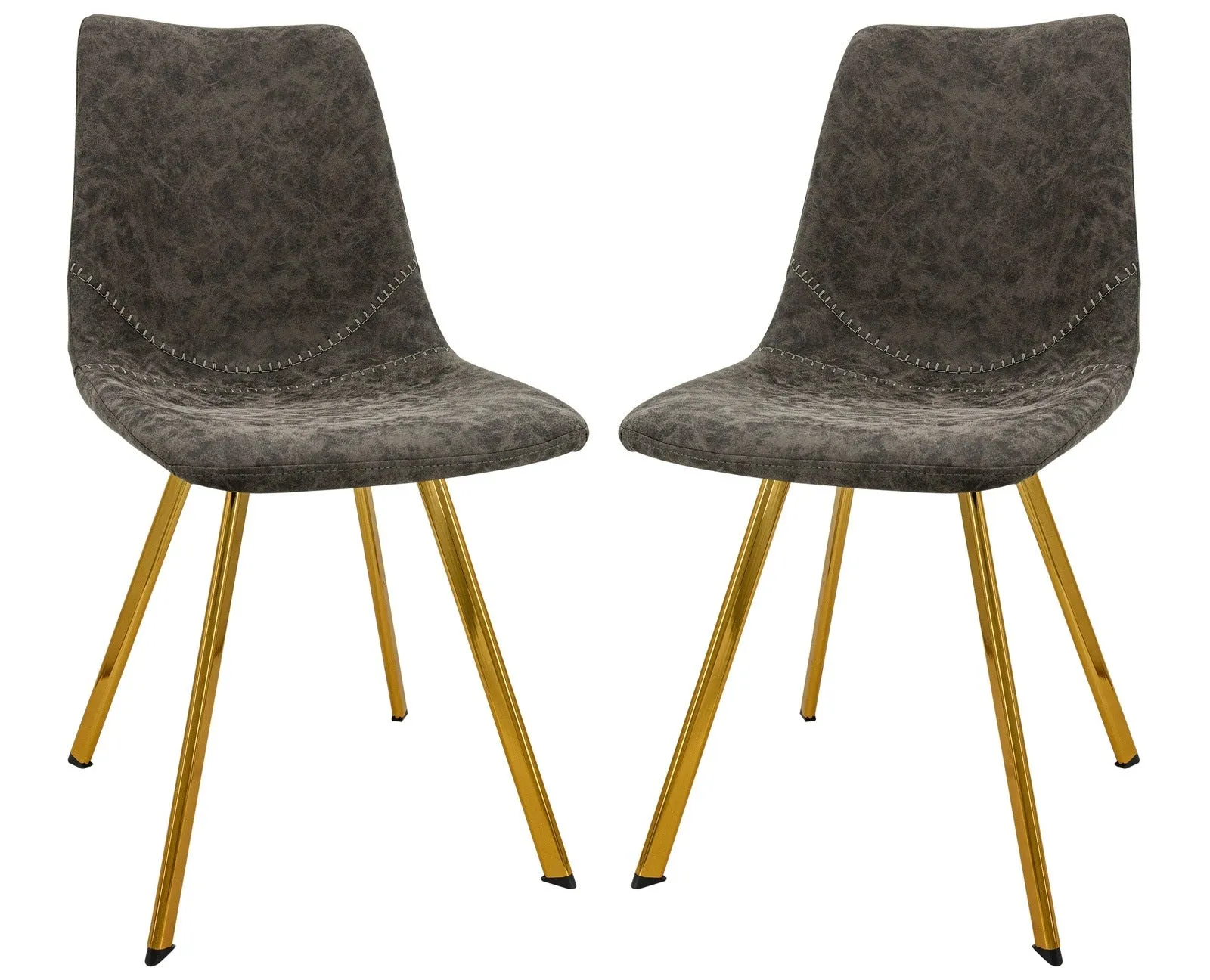 Markley Modern Leather Dining Chair With Gold Legs Set of 2