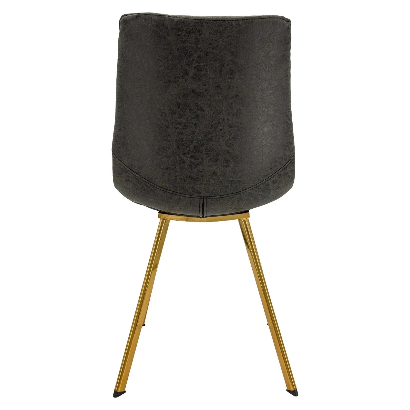 Markley Modern Leather Dining Chair With Gold Legs Set of 2