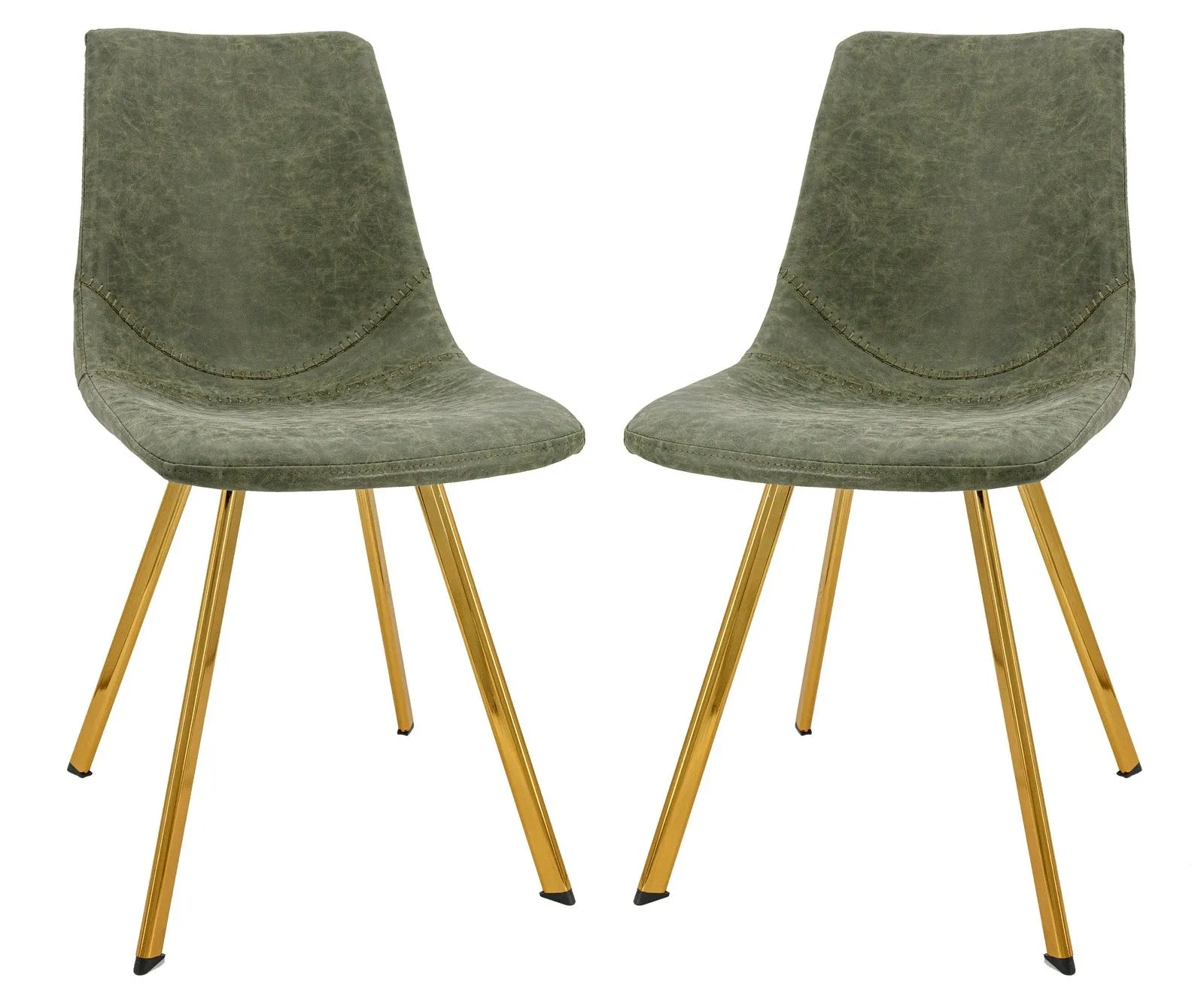 Markley Modern Leather Dining Chair With Gold Legs Set of 2