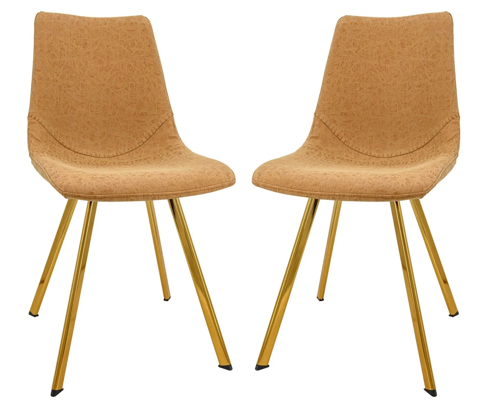 Markley Modern Leather Dining Chair With Gold Legs Set of 2