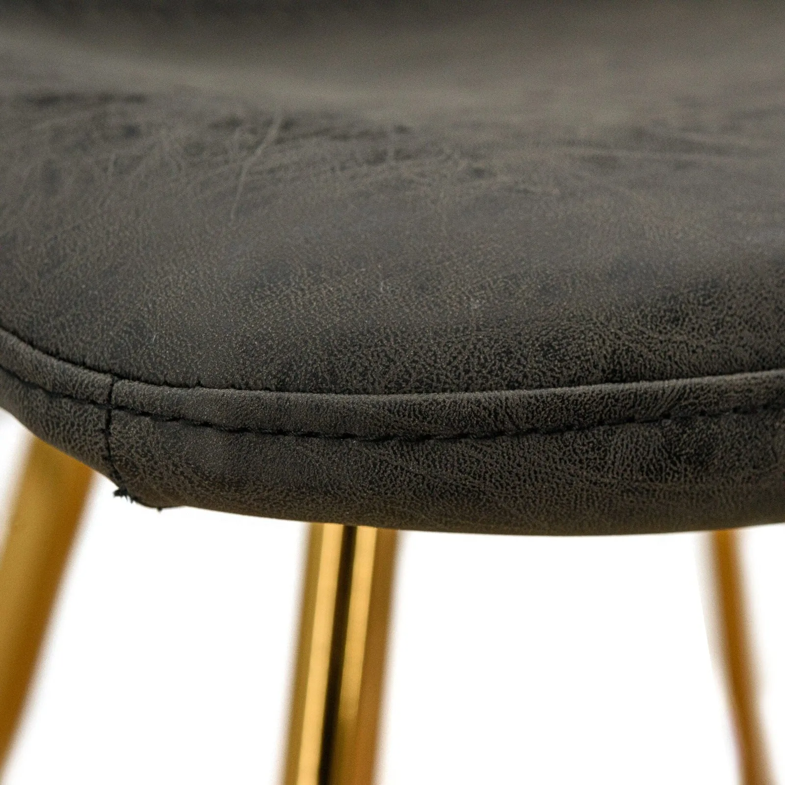 Markley Modern Leather Dining Chair With Gold Legs Set of 2