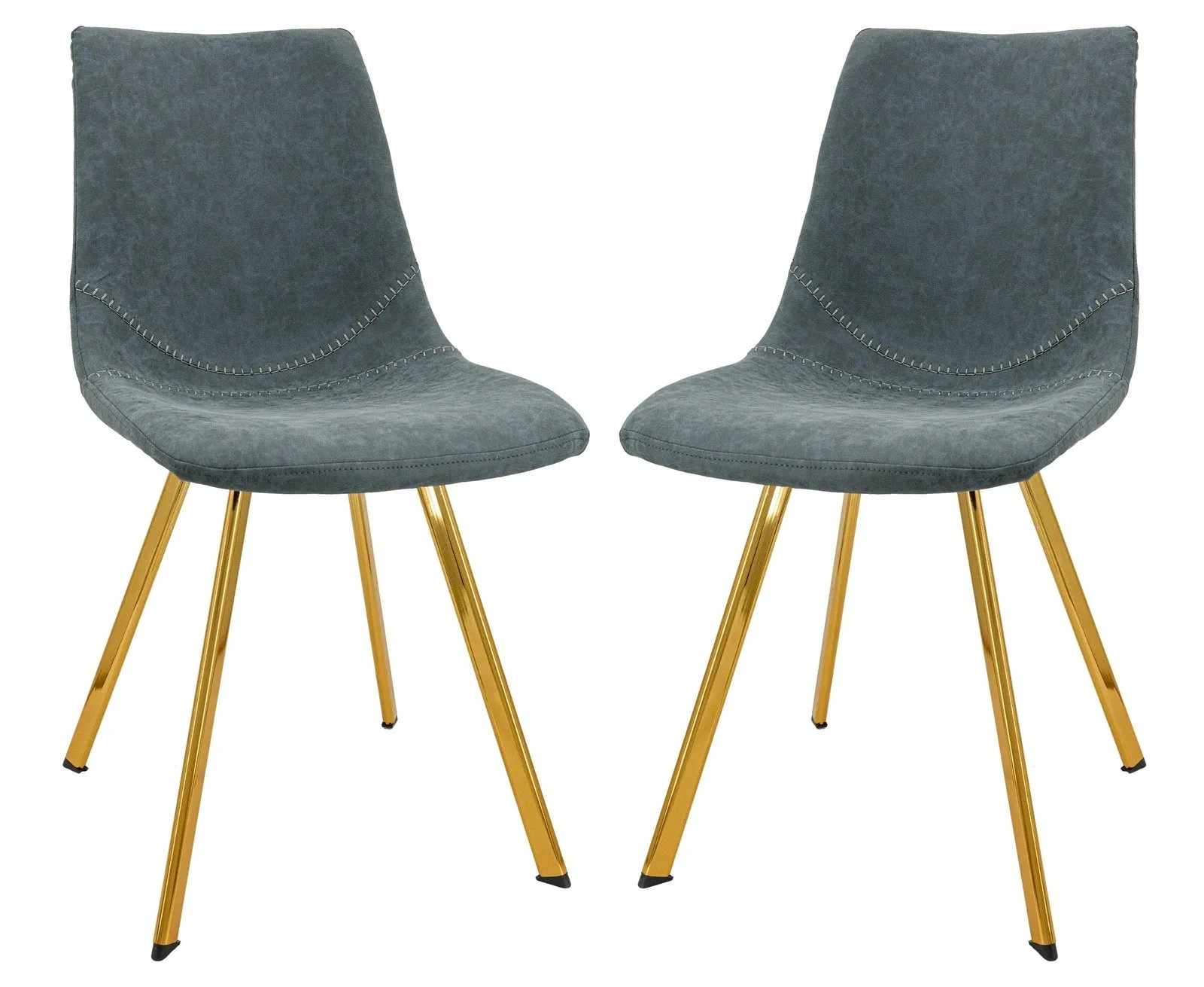 Markley Modern Leather Dining Chair With Gold Legs Set of 2