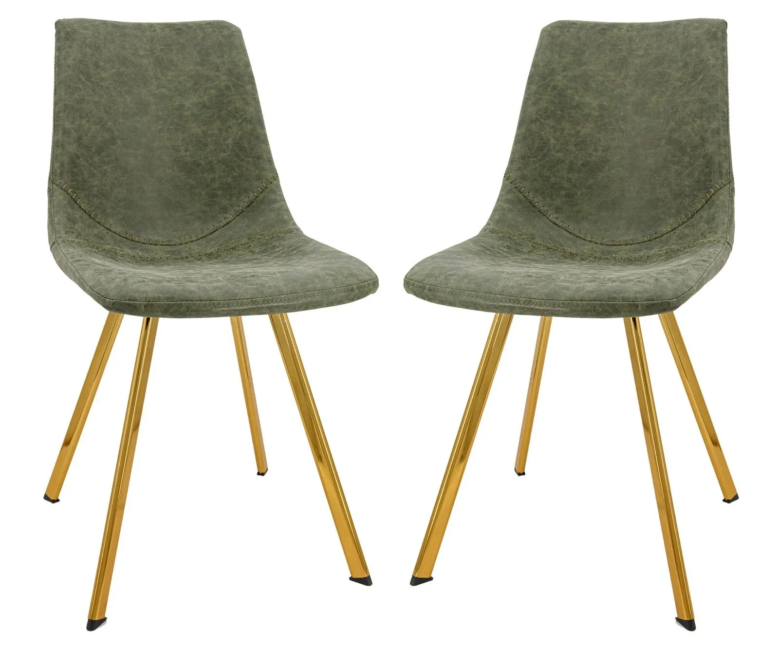 Markley Modern Leather Dining Chair With Gold Legs Set of 2