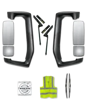 Mirror Arm Covers with Small and Big Door Mirrors Set 2004  Volvo VNL VNM VNX