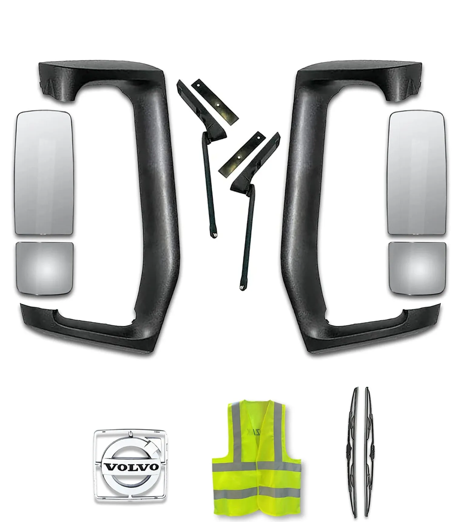 Mirror Arm Covers with Small and Big Door Mirrors Set 2004  Volvo VNL VNM VNX
