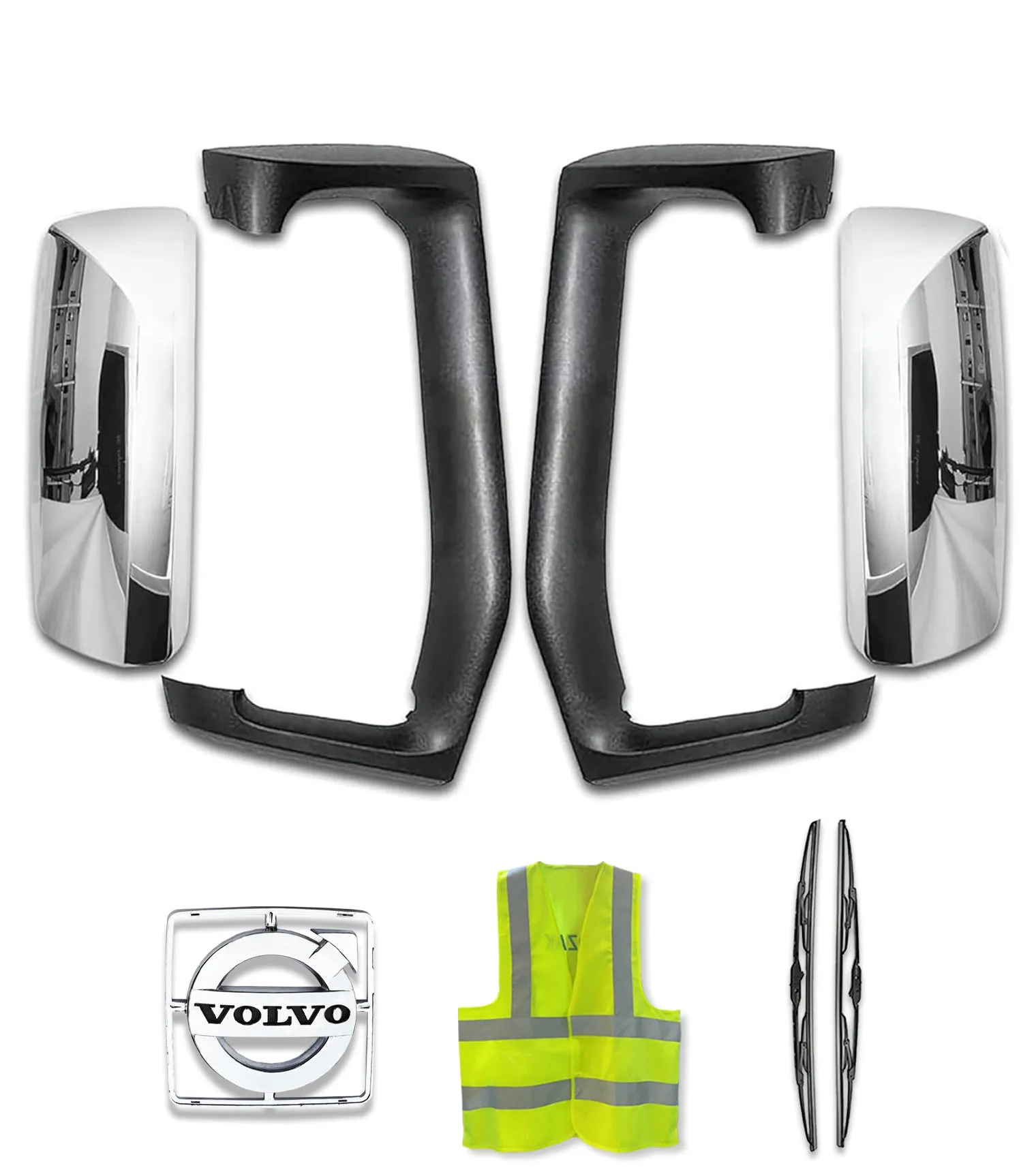 Mirror Arms and Chrome Door Mirror Covers Volvo Set 2004  VNL VNM VNX
