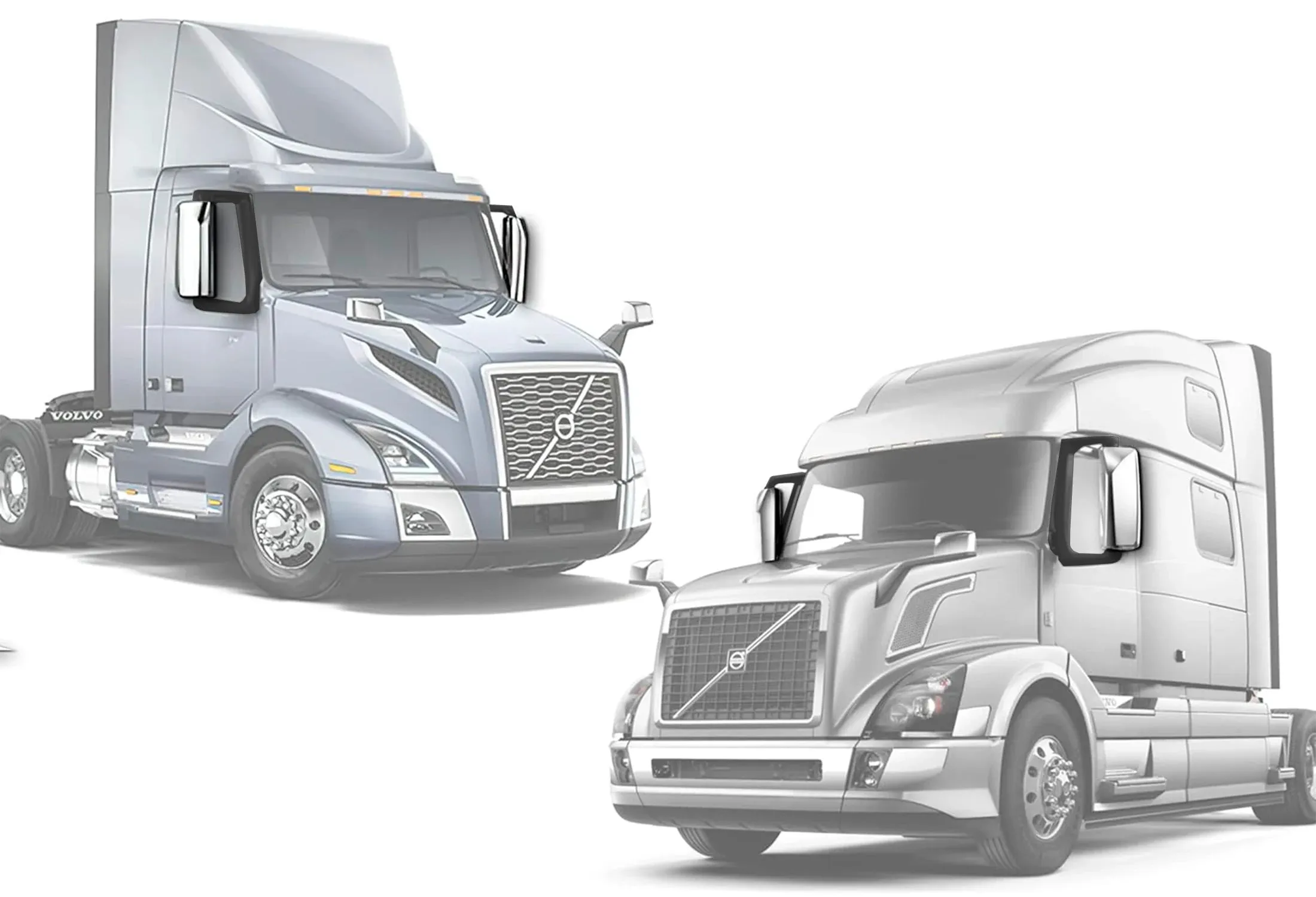 Mirror Arms and Chrome Door Mirror Covers Volvo Set 2004  VNL VNM VNX