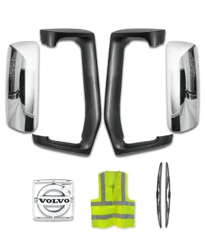 Mirror Arms and Chrome Door Mirror Covers Volvo Set 2004  VNL VNM VNX