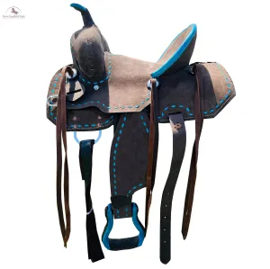 Resistance Western Horse Barrel Saddle, Youth Child Leather Saddle in 10" 12" 13"