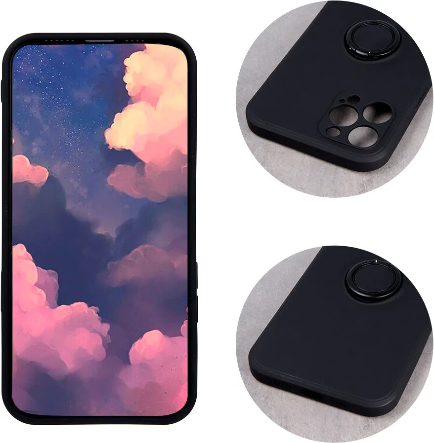 Samsung Galaxy A02s Finger Grip Protective Silicon Cover - Black