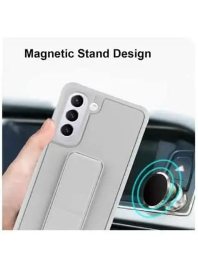 Samsung Galaxy S21 with Magnetic Stand & Holder, Premium Silicone Vertical & Horizontal Hand Strap Grip Multi Stand
