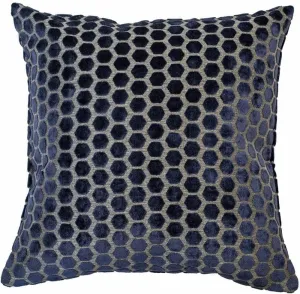 Small Hexagonal Cut Velvet Cushion - Navy