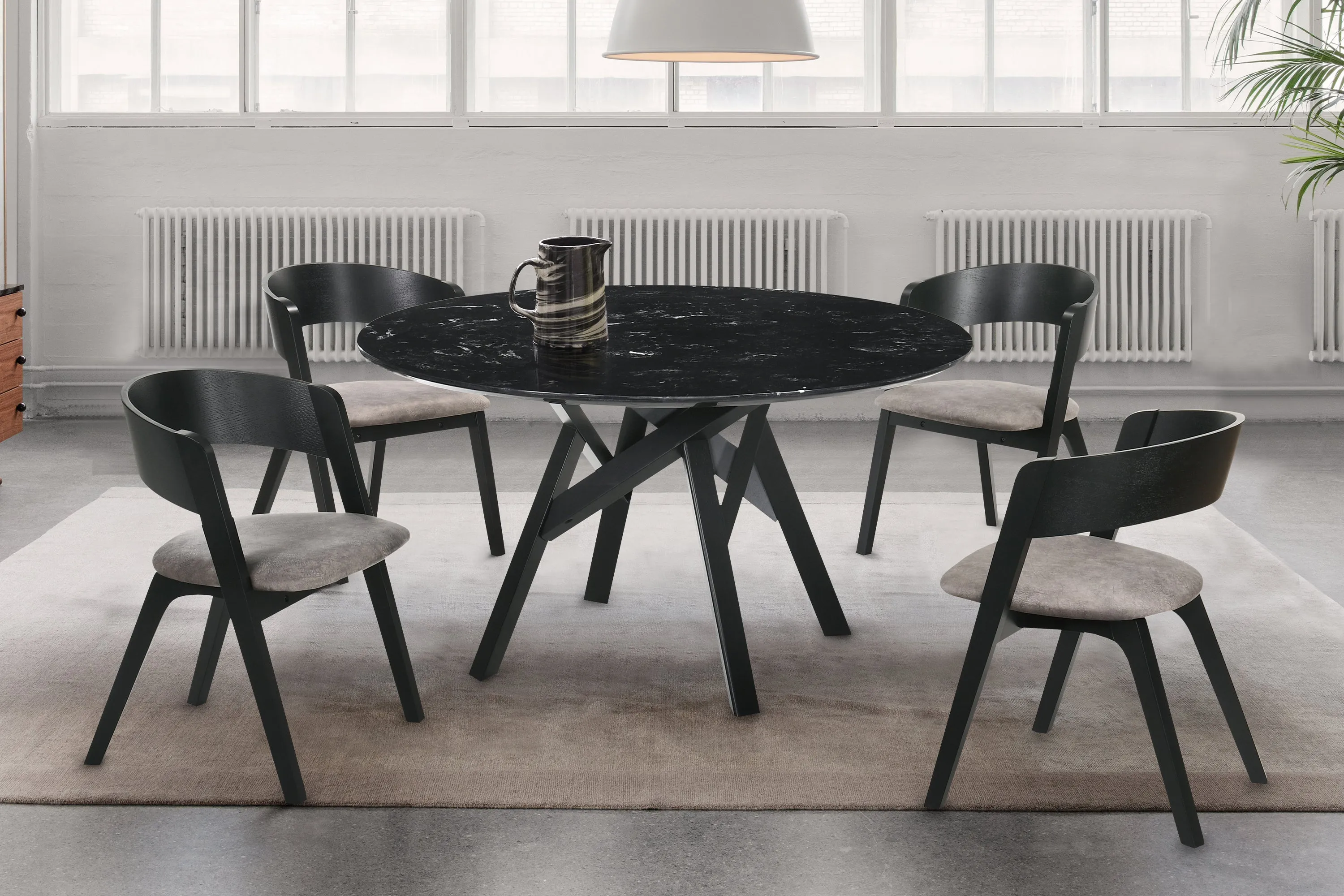 Venus and Jackie 5-Piece Dining Set - SETVEDIBLK5E