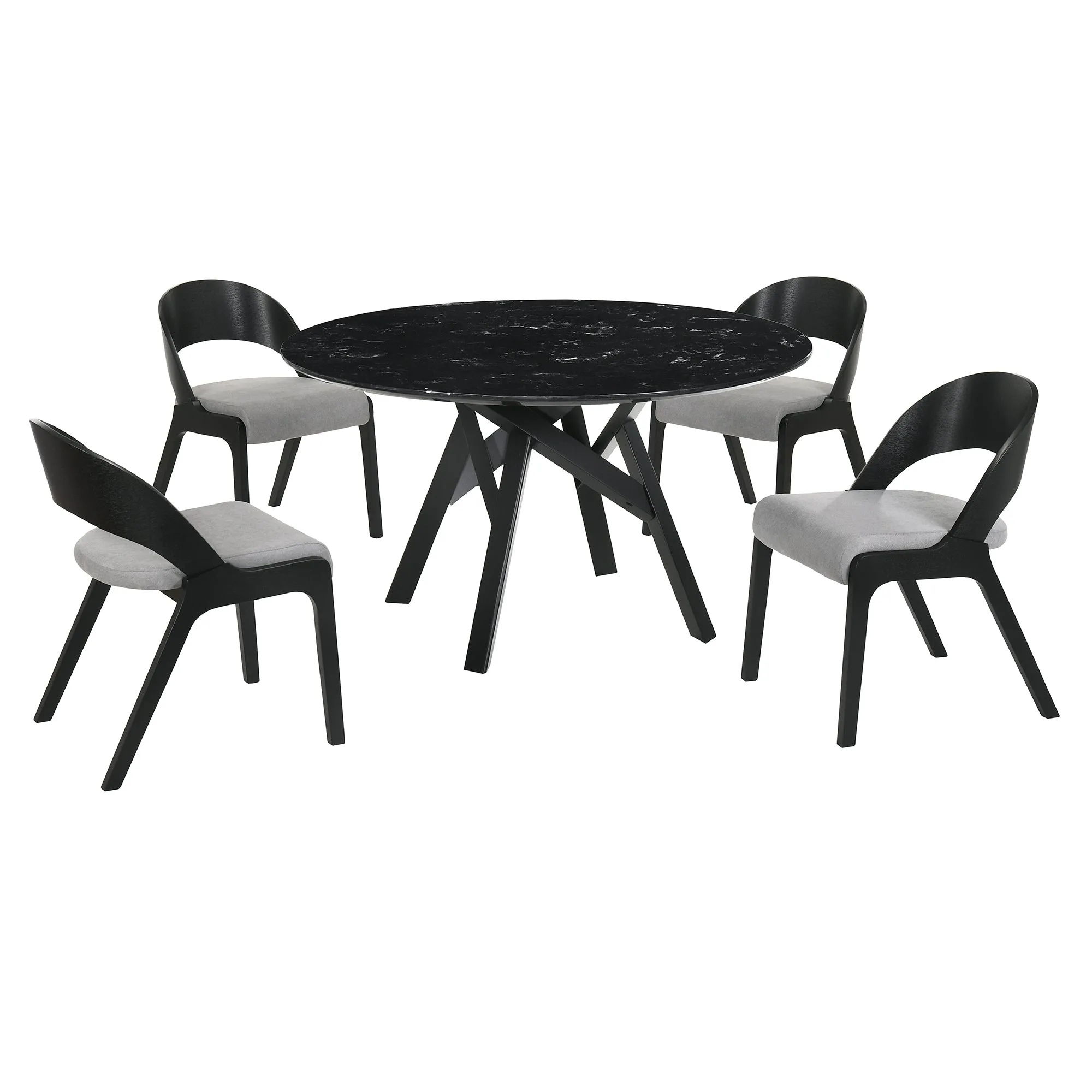 Venus and Polly 5-Piece Dining Set - SETVEDIBLK5C