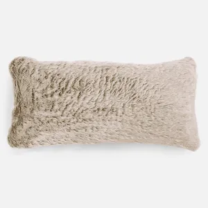 XL Rectangular Support Cushion Cover 40 x 70cm - Fluffy Faux Fur Rabbit Golden Brown